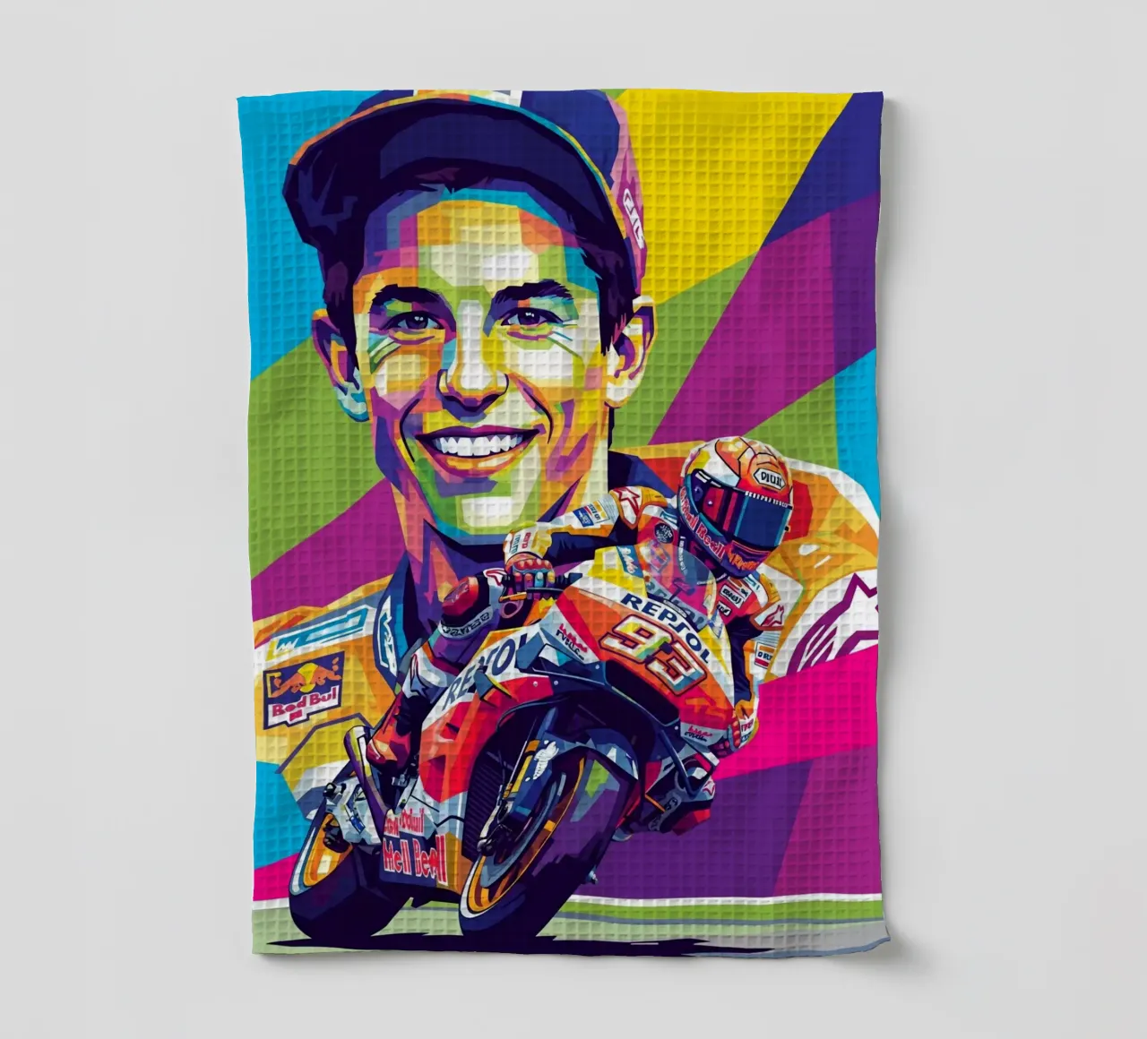 Marc Marquez smile tea towel by Hantamrata