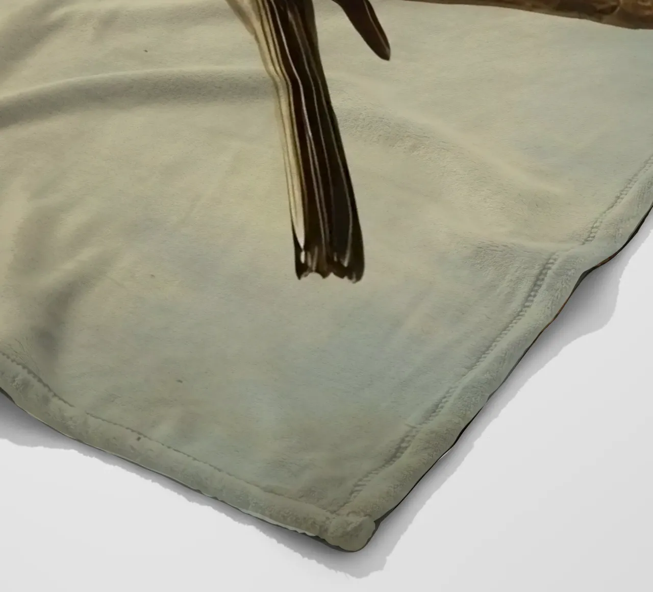 Sparrow perched on a branch with soft leaves in a calm fleece blanket by DesignDoodle