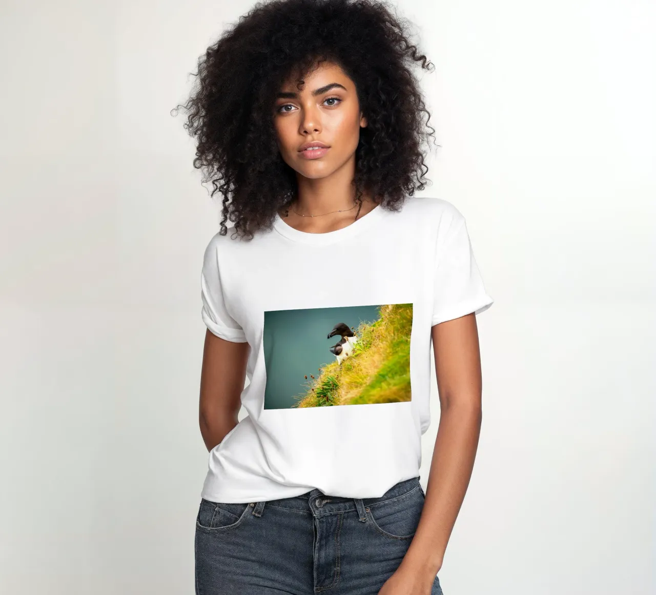 bird grass women's fitted t-shirt by Earthly Visions