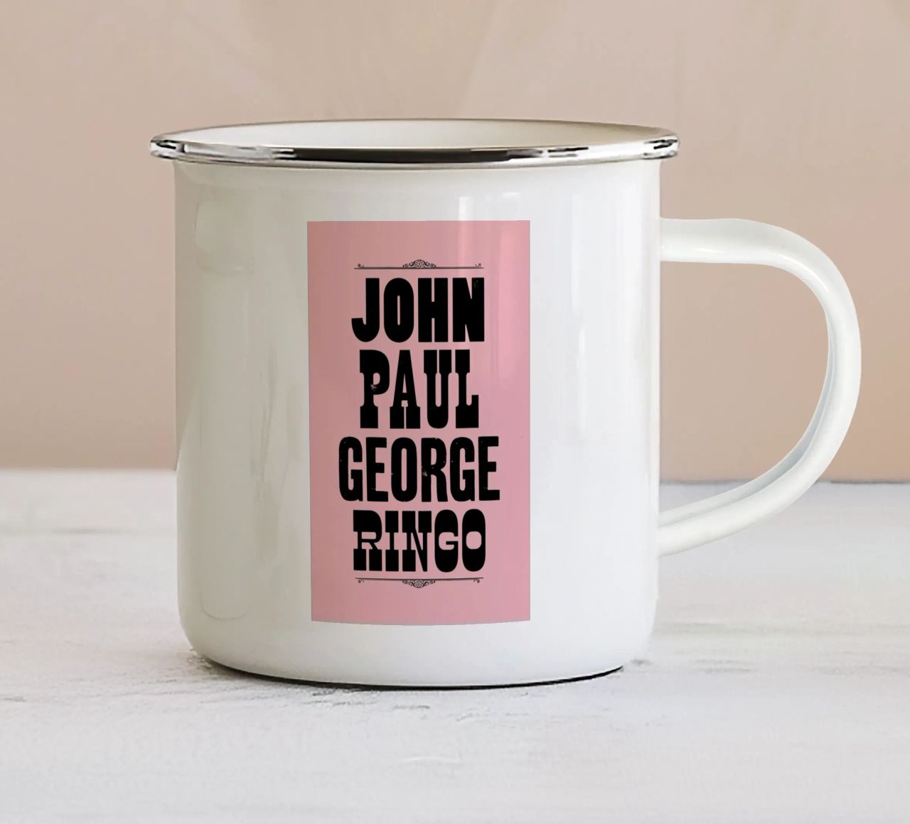JOHN PAUL GEORGE & RINGO tazza in smalto da The Indoor Type
