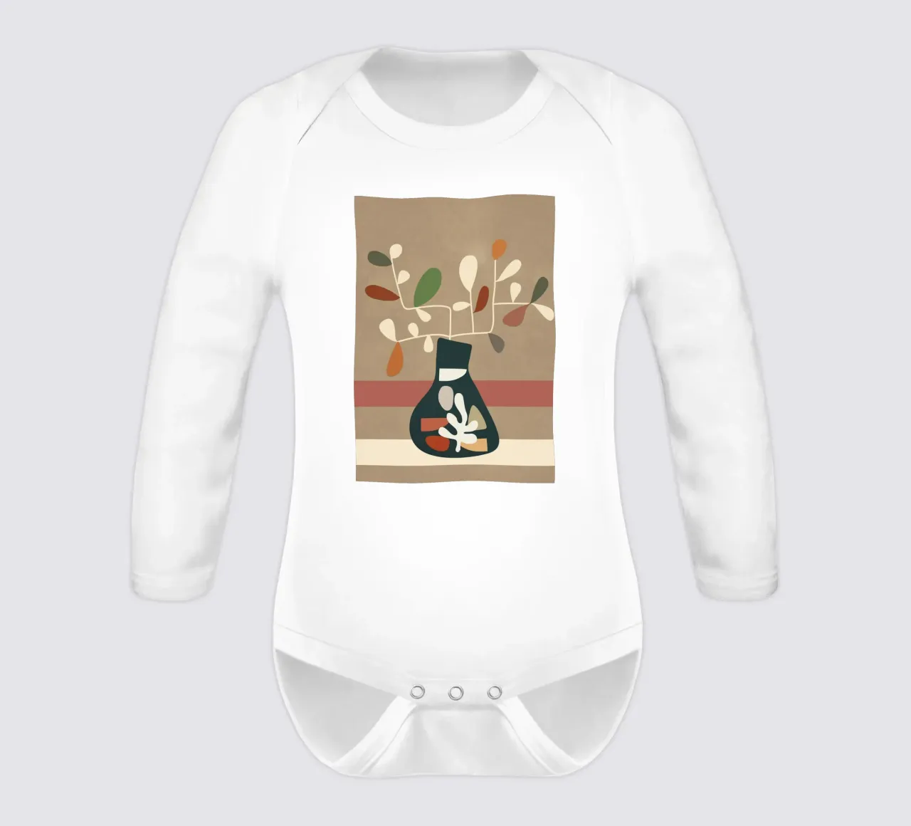 Vase of Vibrance 1 long-sleeve baby romper by Nadjaa