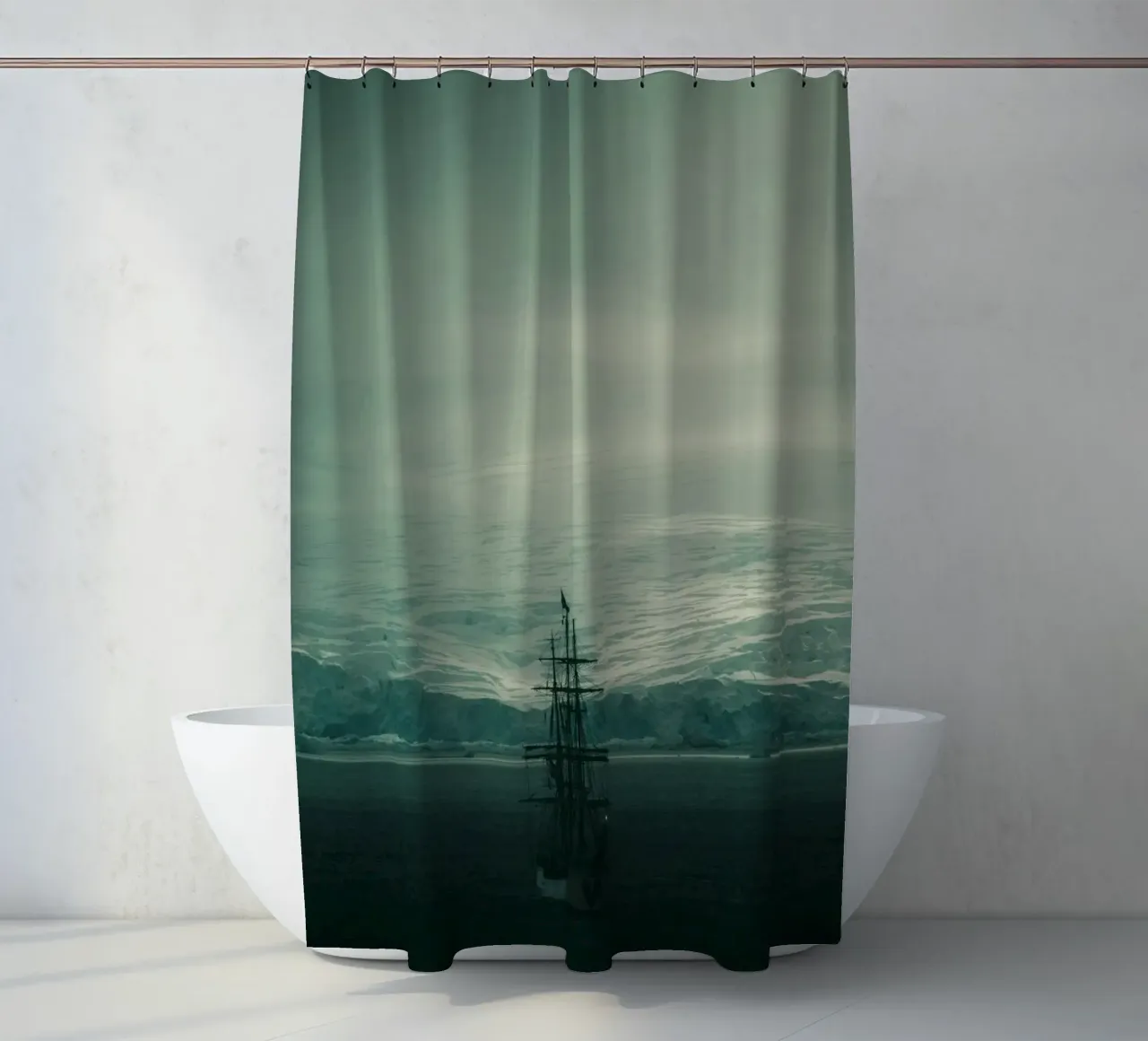 ship ocean shower curtain by Earthly Visions
