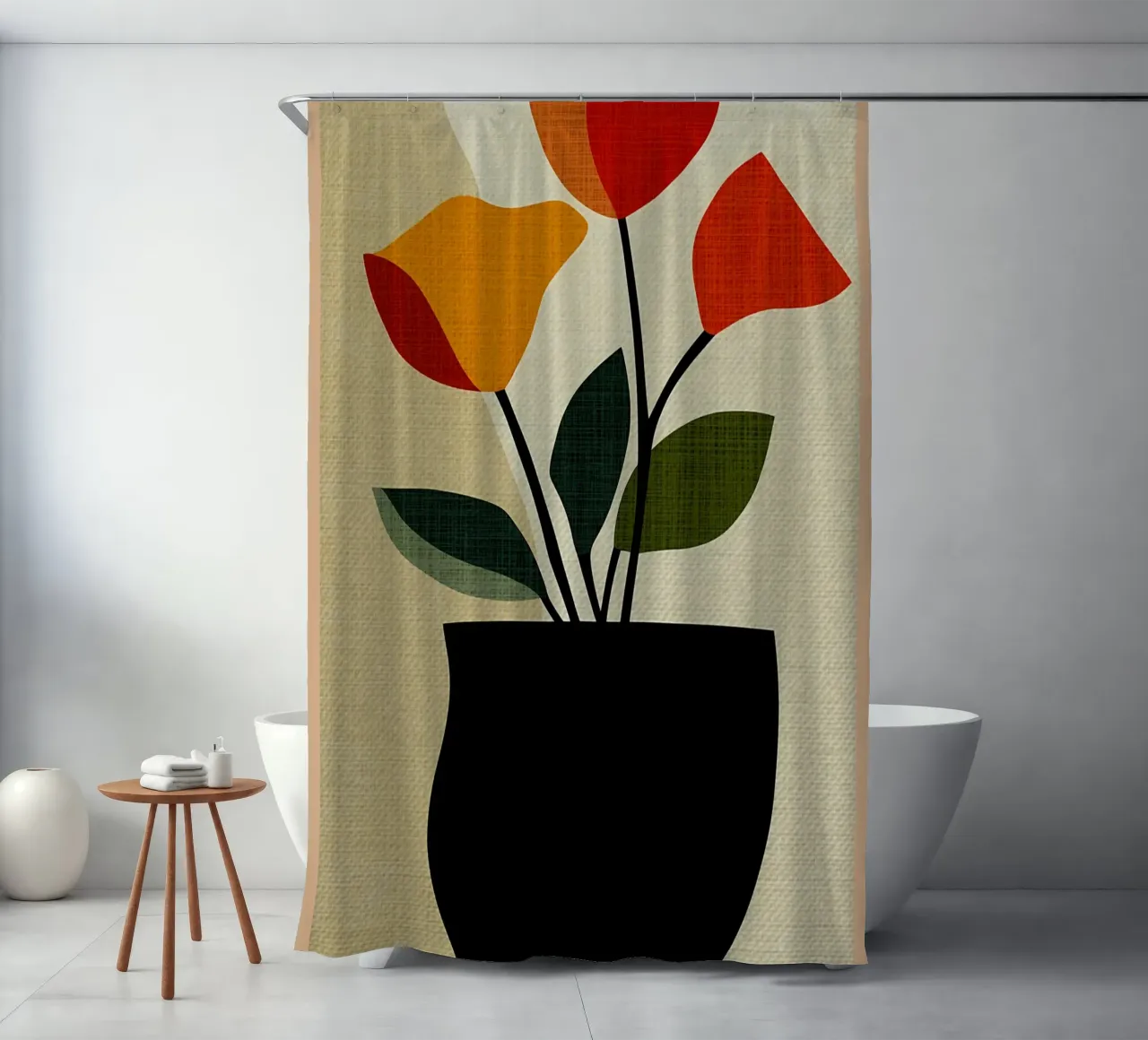 Minimaler abstrakter Blumentopf Duschvorhang von CourtneyStudio