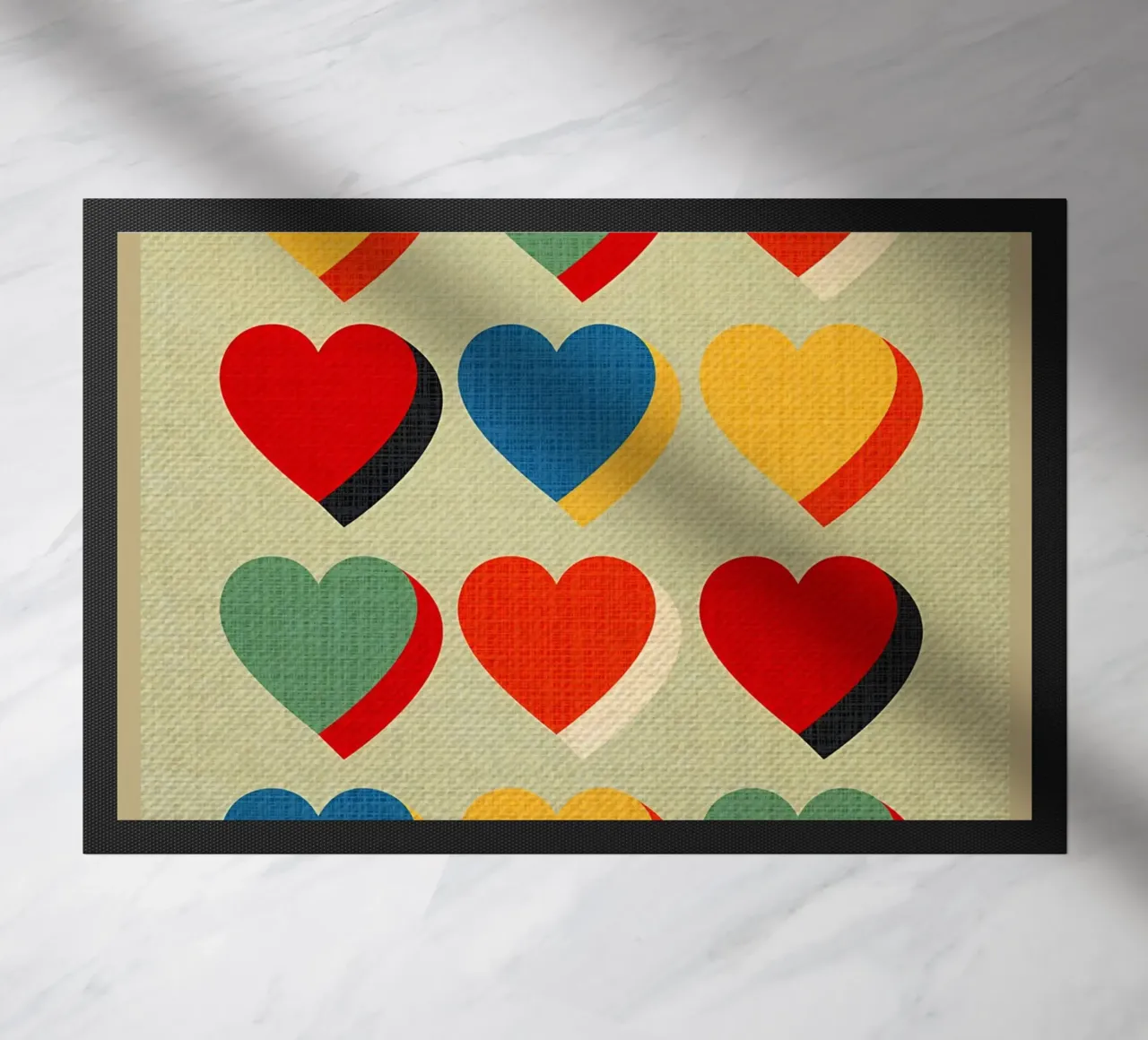 Retro Heart Pattern Bauhaus Style doormat by CourtneyStudio