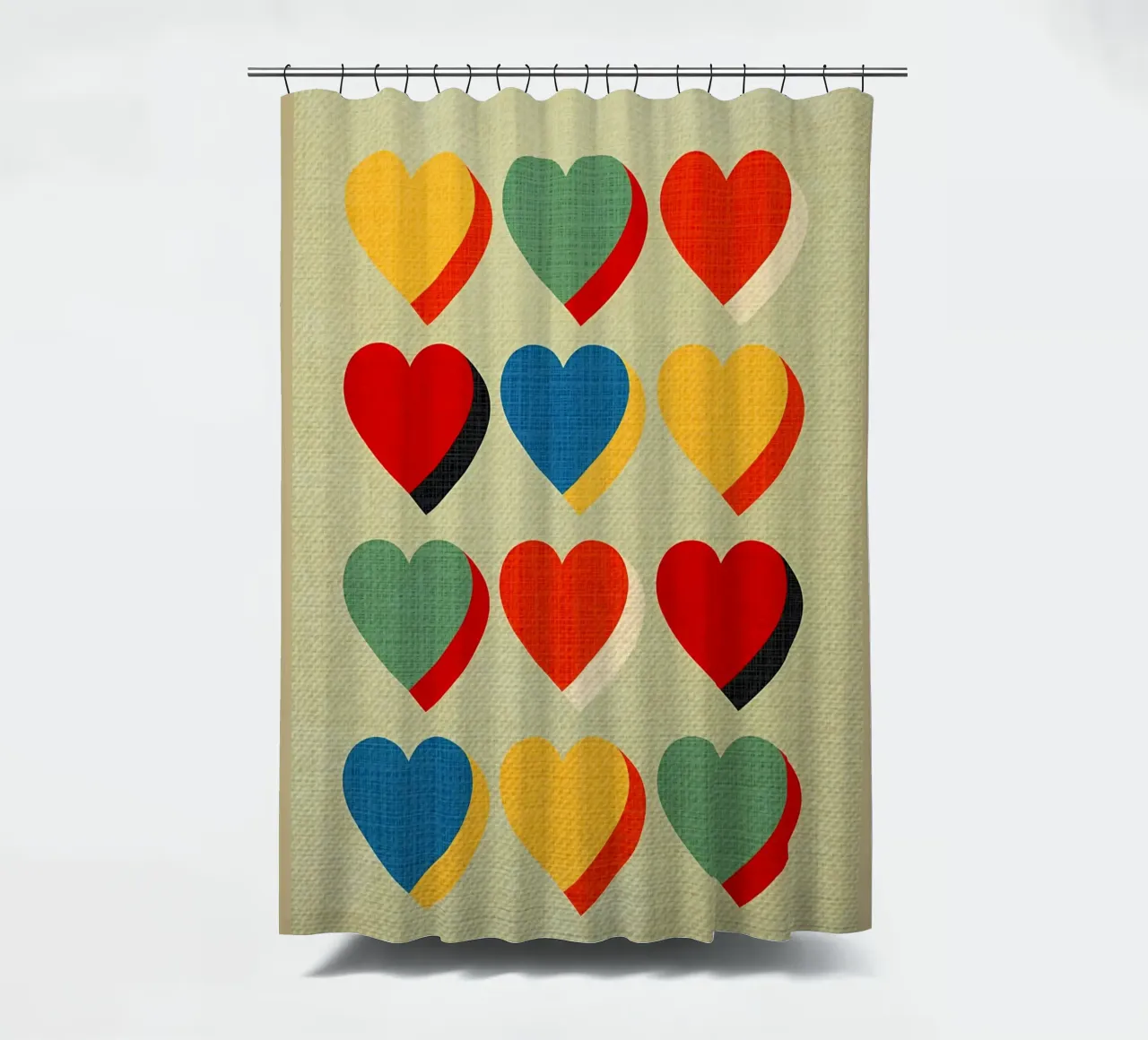 Retro Heart Pattern Bauhaus Style Duschvorhang von CourtneyStudio