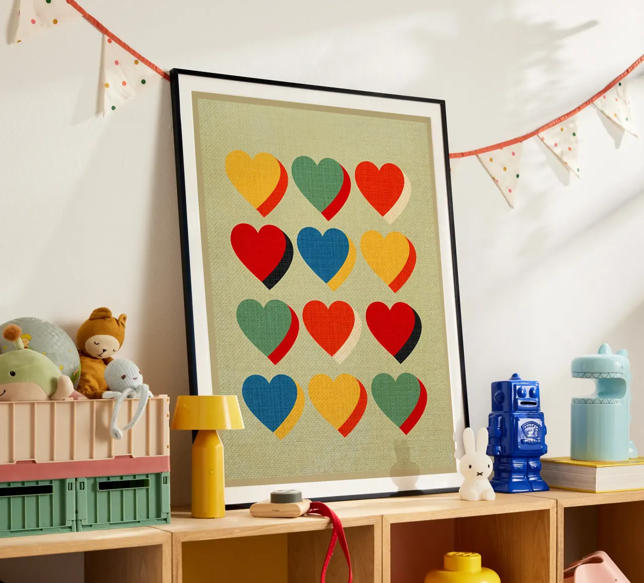 Retro Heart Pattern Bauhaus Style Hahnemühle von CourtneyStudio