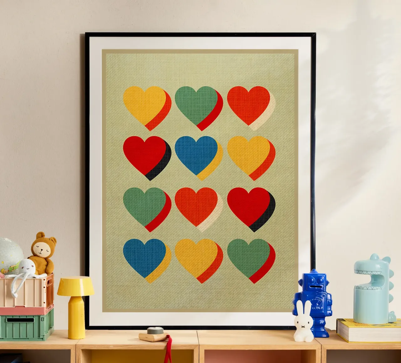 Retro Heart Pattern Bauhaus Style Hahnemühle von CourtneyStudio