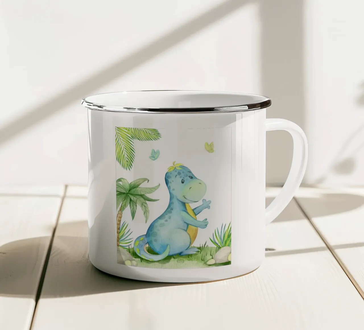 Dinosaur and butterflies tazza in smalto da LisaArtes