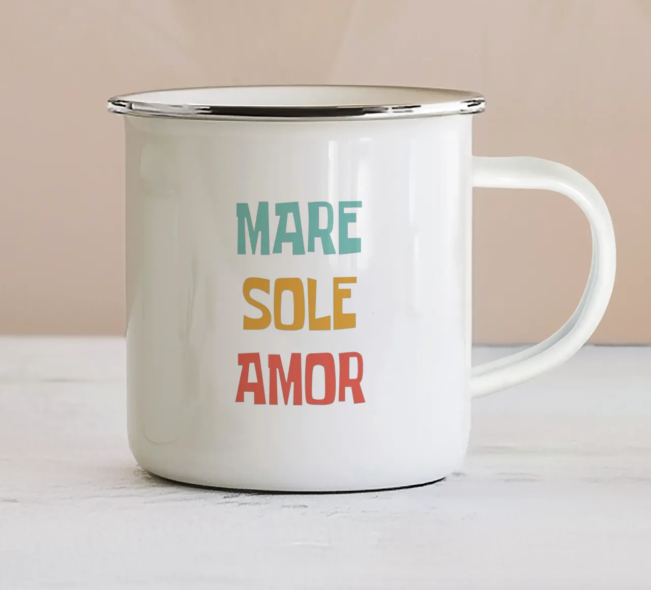 Mare Sole Amor tazza in smalto da Vintagrafica