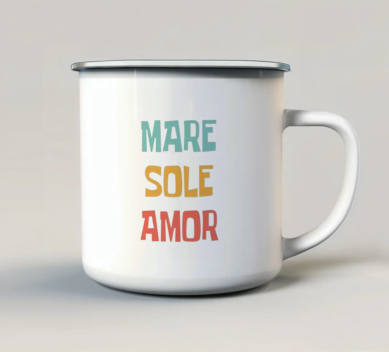 Mare Sole Amor tazza in smalto da Vintagrafica