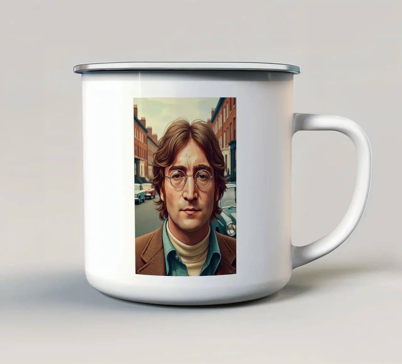 John Lennon vintage style tazza in smalto da Lembayung art