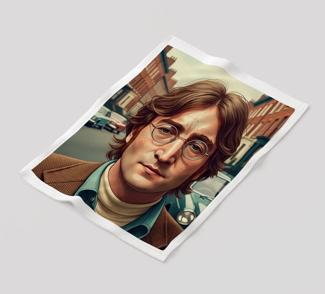 John Lennon vintage style fleece blanket by Lembayung art