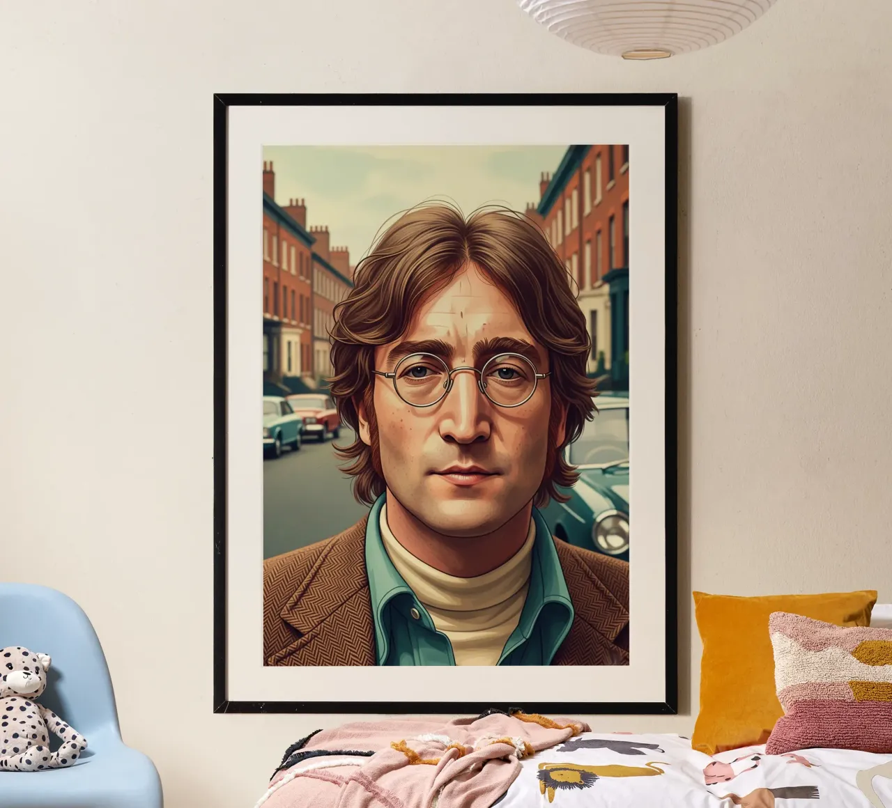 John Lennon vintage style poster con telaio in alluminio da Lembayung art