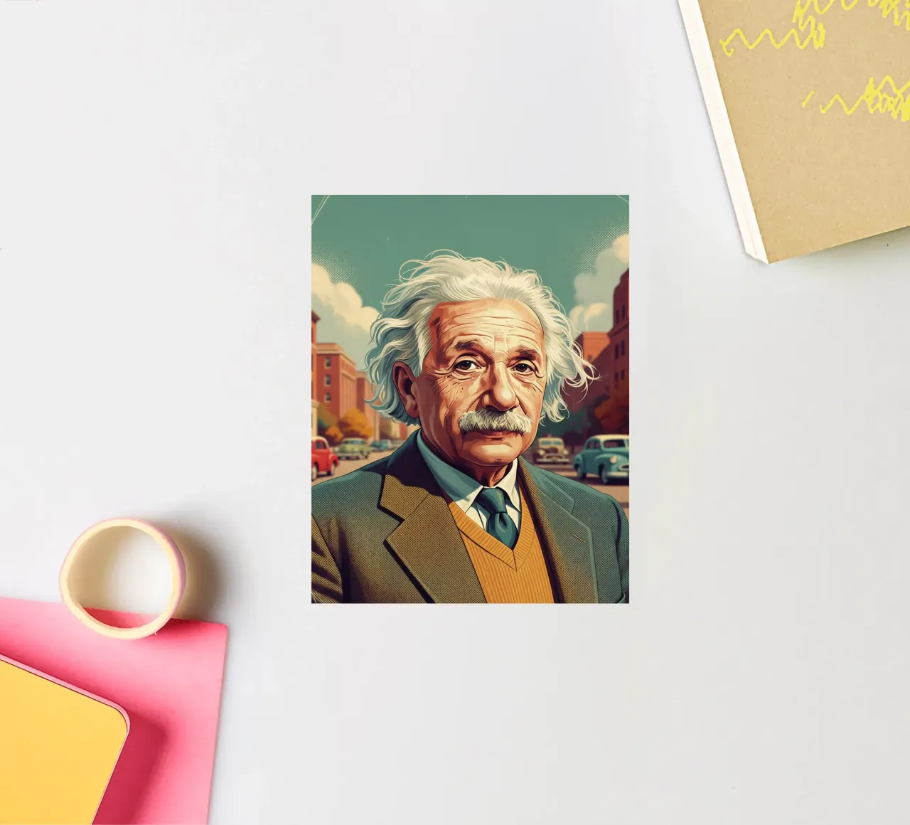 Albert Einstein vintage style sticker by Lembayung art