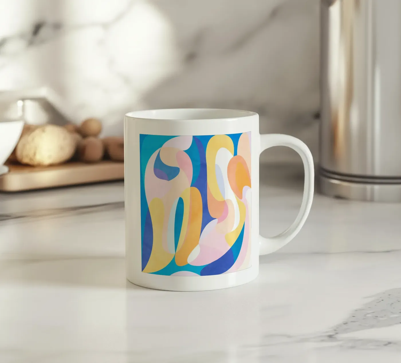 Waves ceramic mug by Abstract Joy