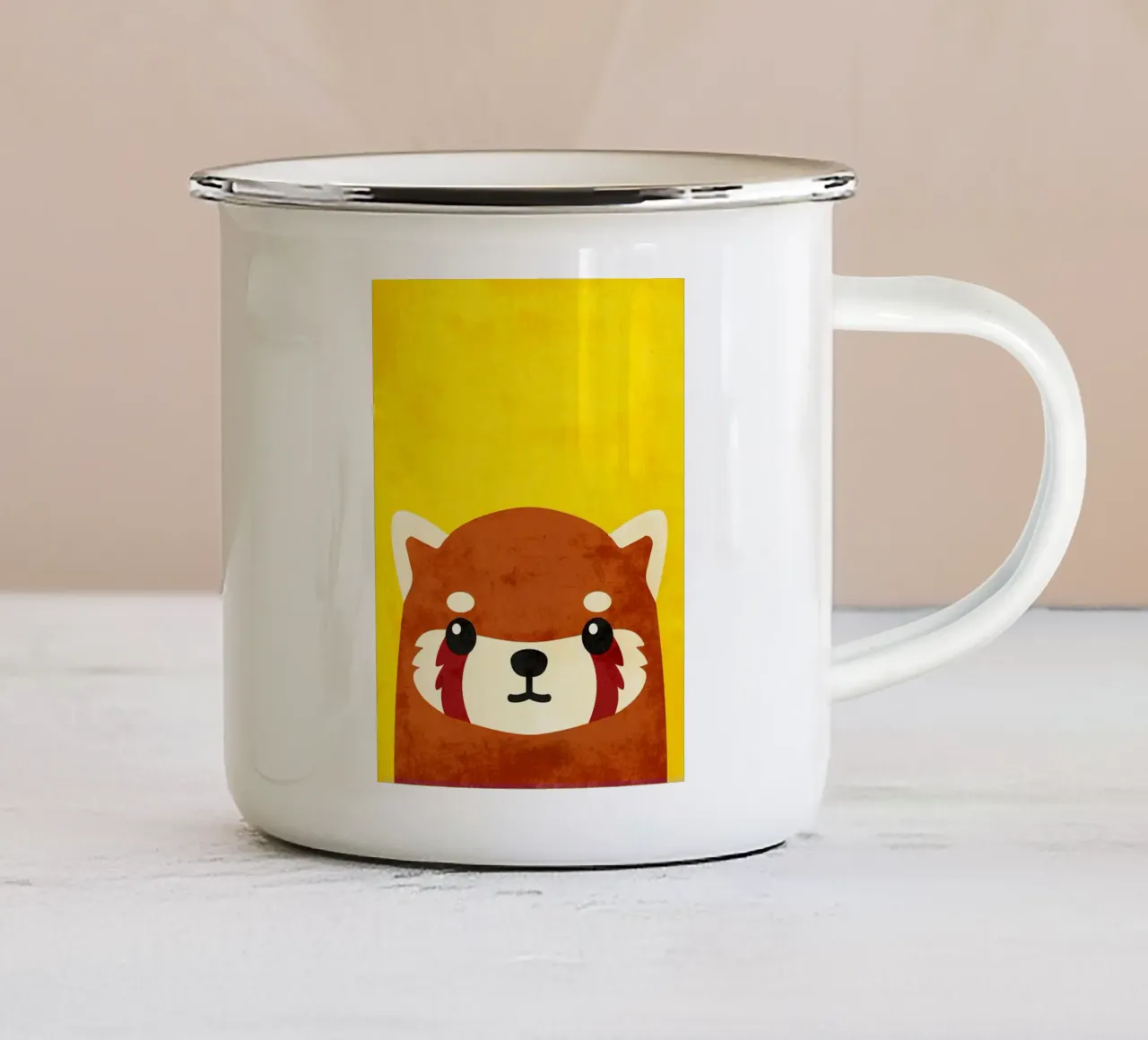Panda rosso a cartoni animati tazza in smalto da EbrahimiStudio