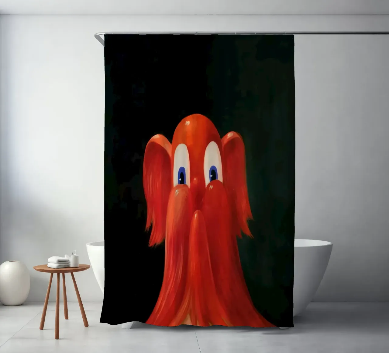 Rood antipodulair portret, 1996 douchegordijn van Alexandra Sutton