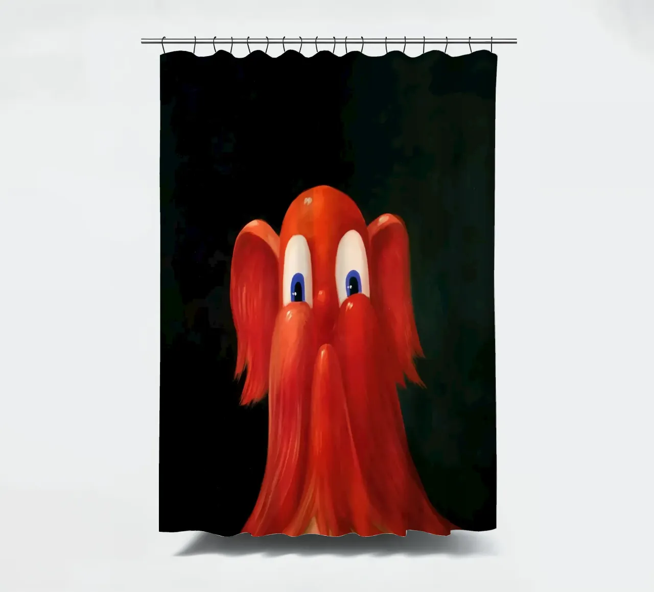 Rood antipodulair portret, 1996 douchegordijn van Alexandra Sutton