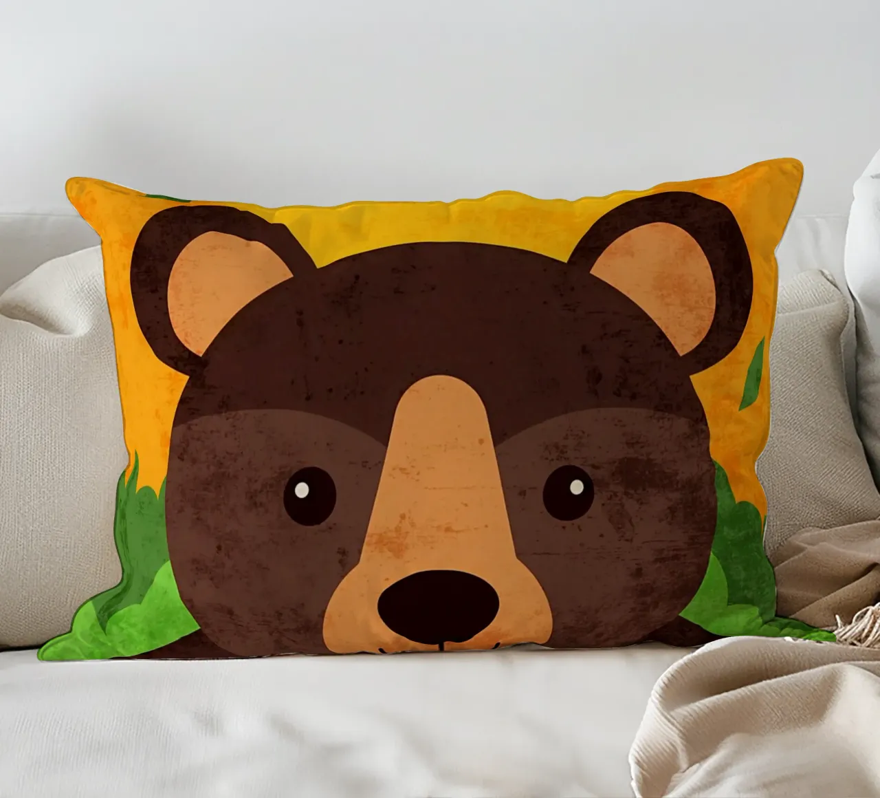 Illustrazione di un orso sorridente cuscino da EbrahimiStudio