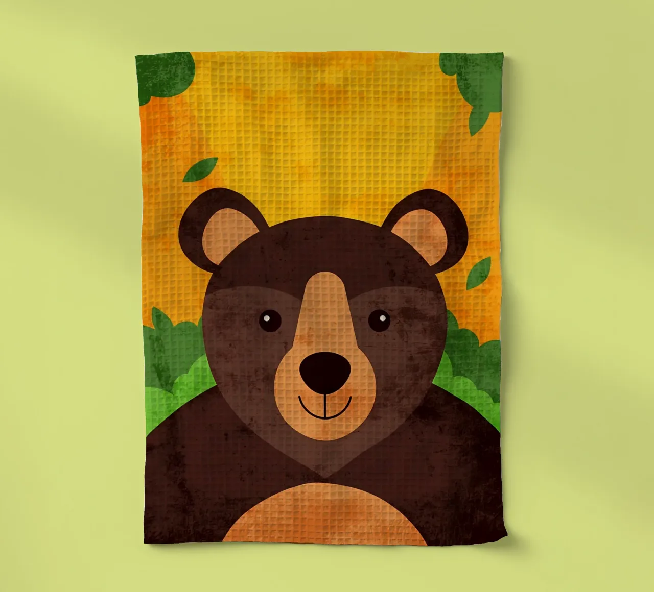 Illustrazione di un orso sorridente canovaccio da cucina da EbrahimiStudio