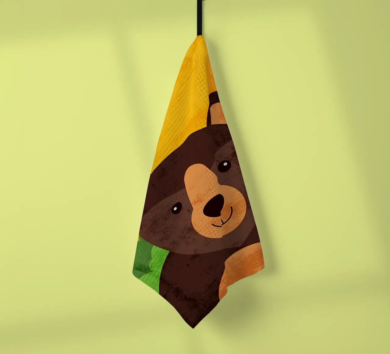 Illustrazione di un orso sorridente canovaccio da cucina da EbrahimiStudio
