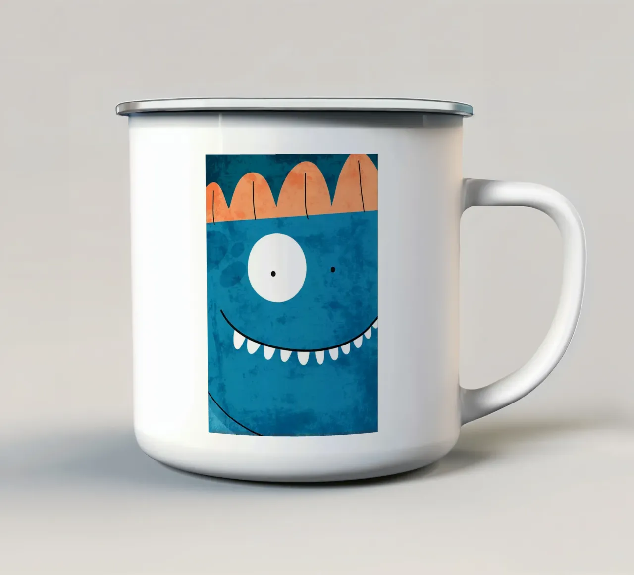 Faccia di mostro sorridente tazza in smalto da EbrahimiStudio