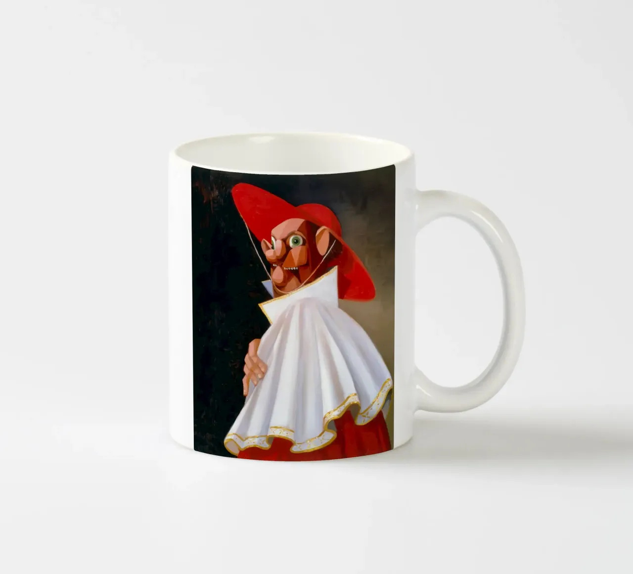 The Cracked Cardinal, 2001 ceramic mug by Alexandra Sutton