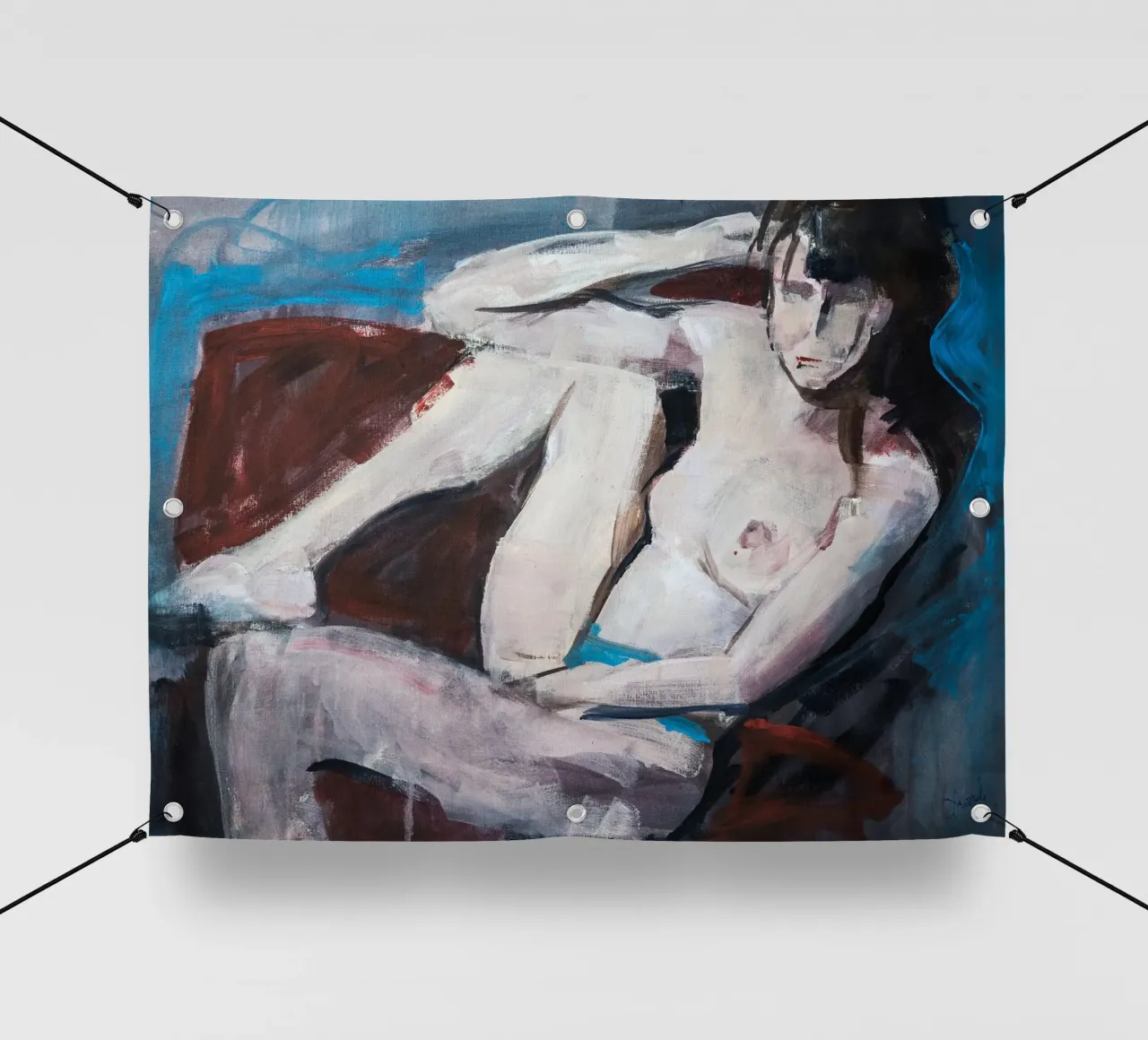 Girl On a red Couch telo in pvc da Stoian Hitrov
