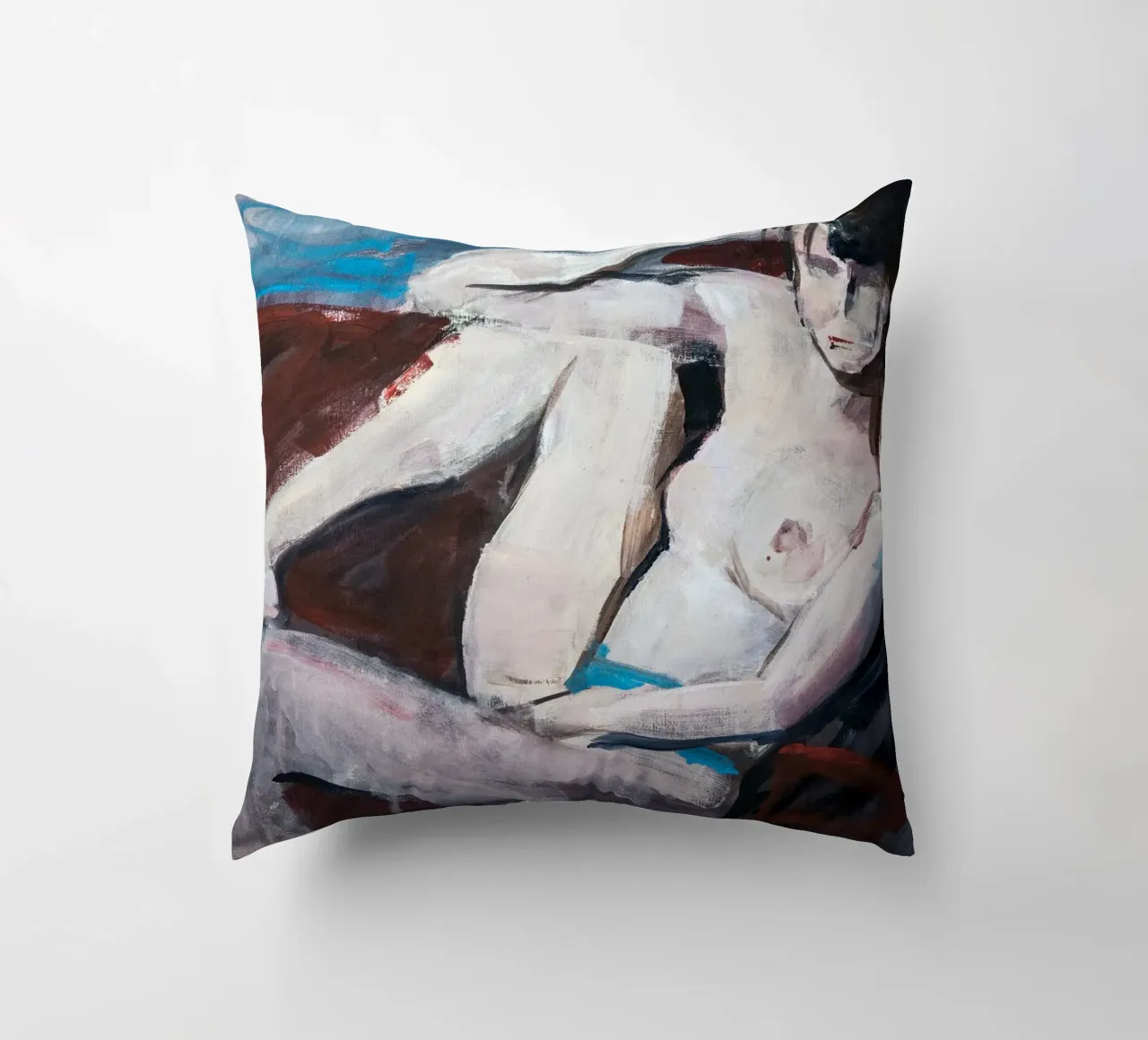 Girl On a red Couch cuscino da Stoian Hitrov