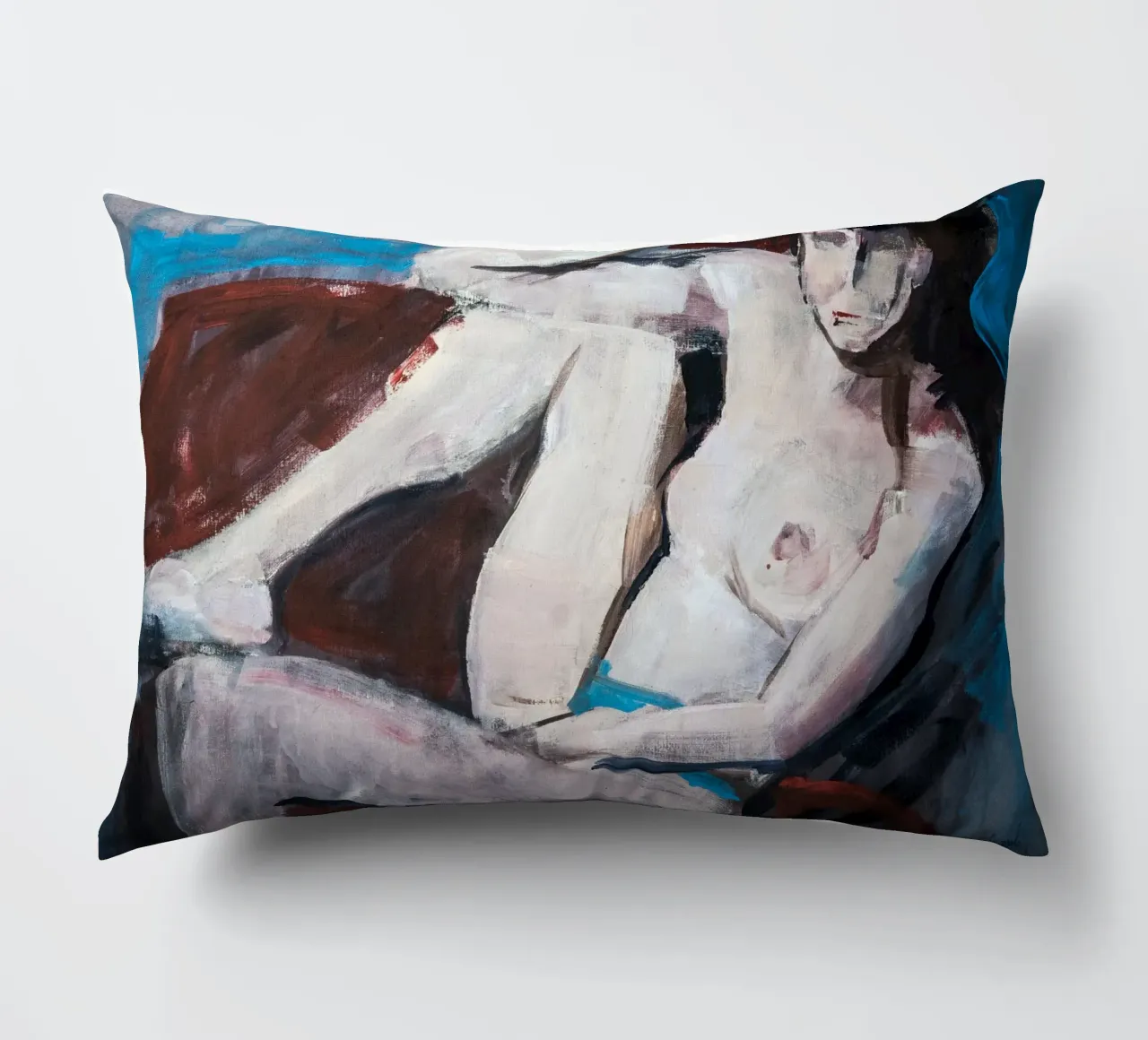 Girl On a red Couch cuscino da Stoian Hitrov