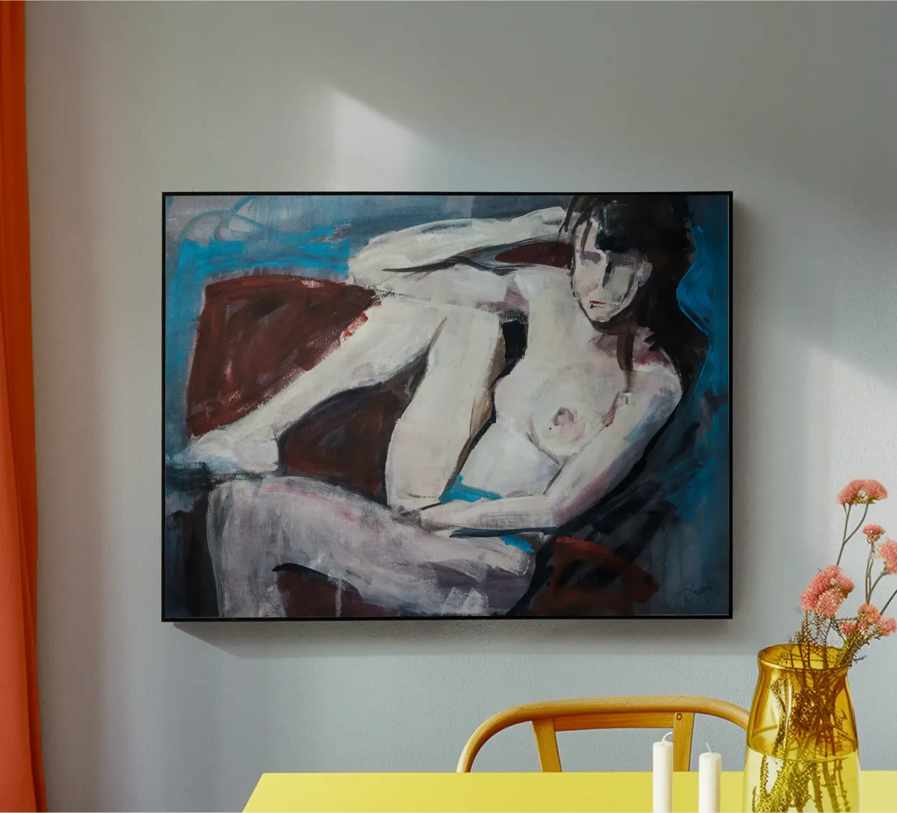 Girl On a red Couch plexiglass da Stoian Hitrov
