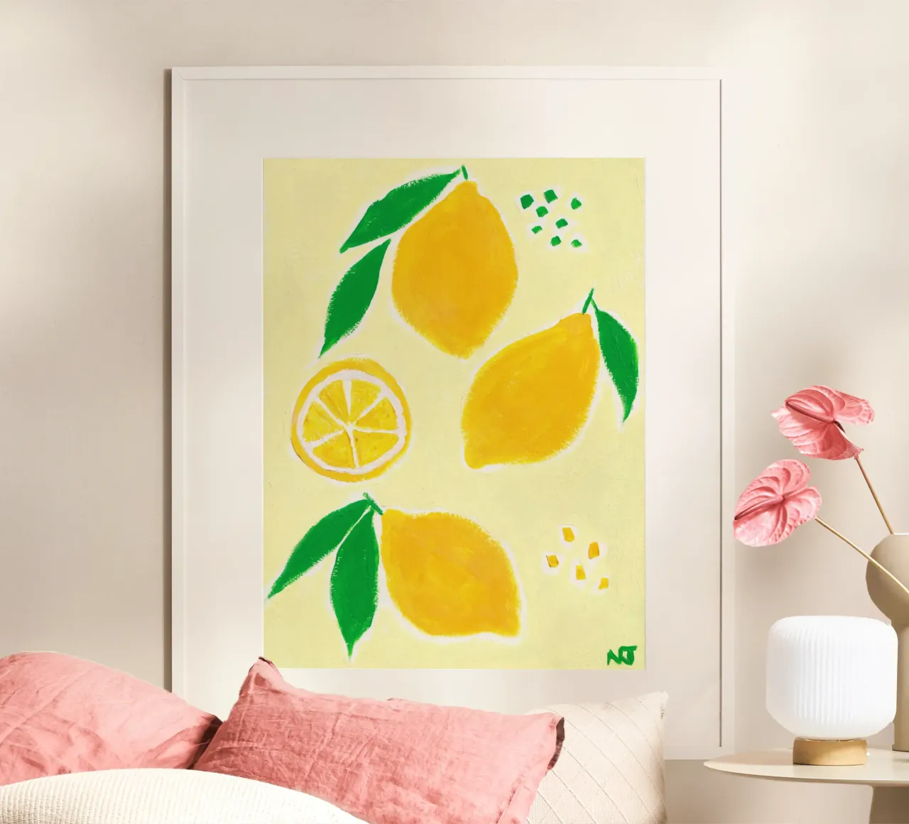 Lemon Season poster con telaio in legno da Natasha Joseph