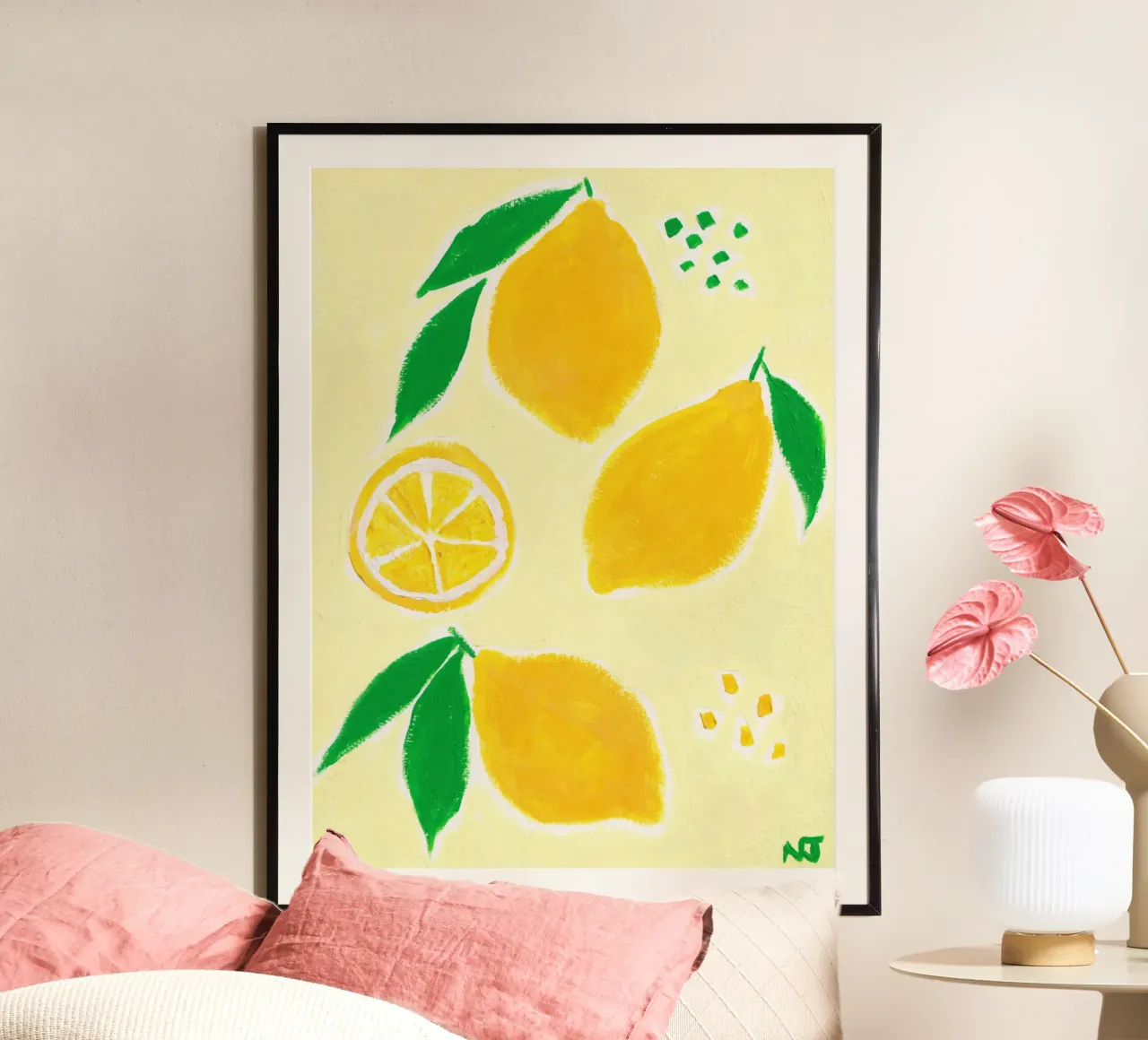 Lemon Season poster con telaio in legno da Natasha Joseph
