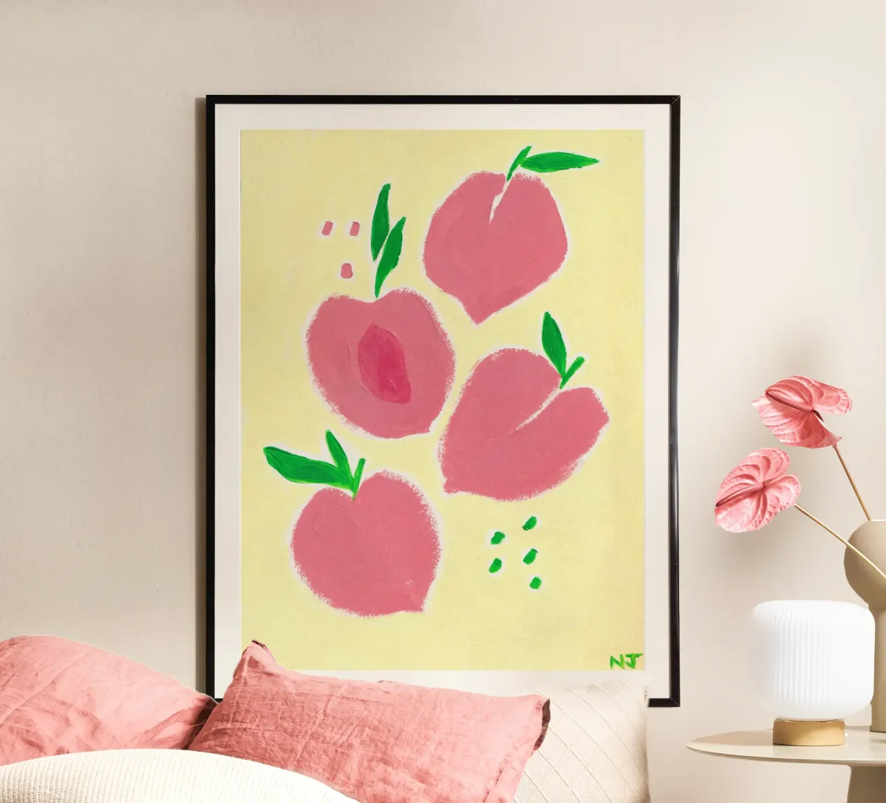 Peach Season poster con telaio in plastica da Natasha Joseph