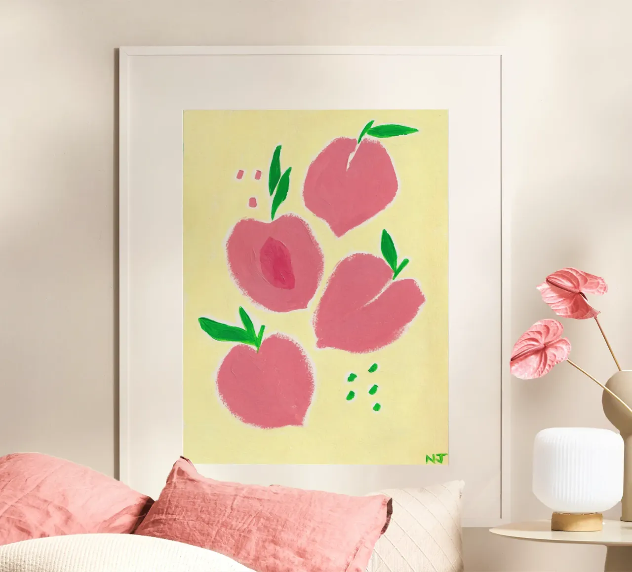 Peach Season poster con telaio in plastica da Natasha Joseph