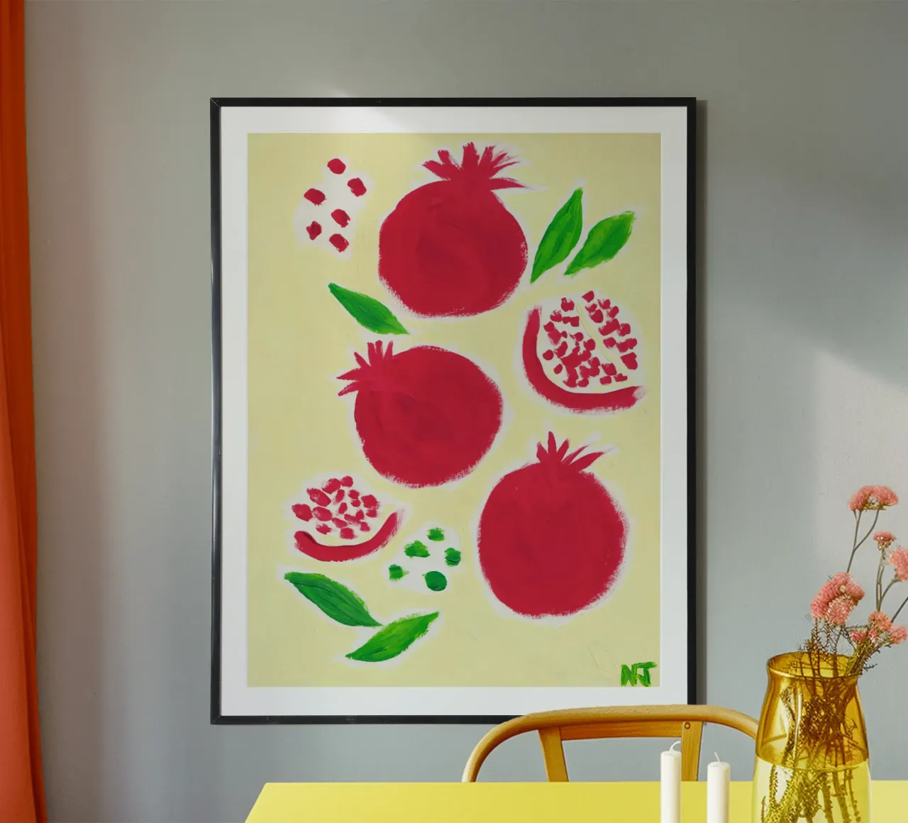 Pomegranate Season poster con telaio in alluminio da Natasha Joseph