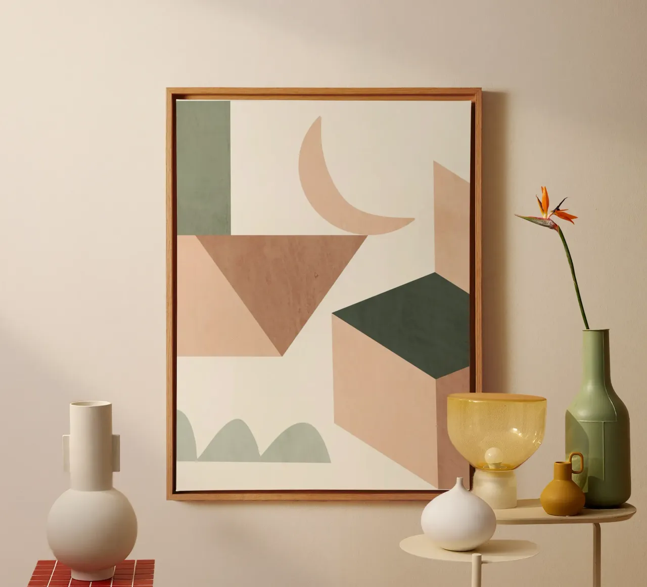 Moon and Blocks canvas with Floater frame by LeaDArt