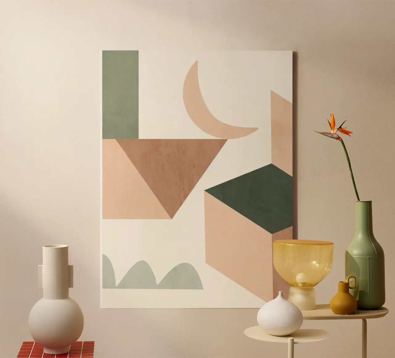 Moon and Blocks canvas with Floater frame by LeaDArt
