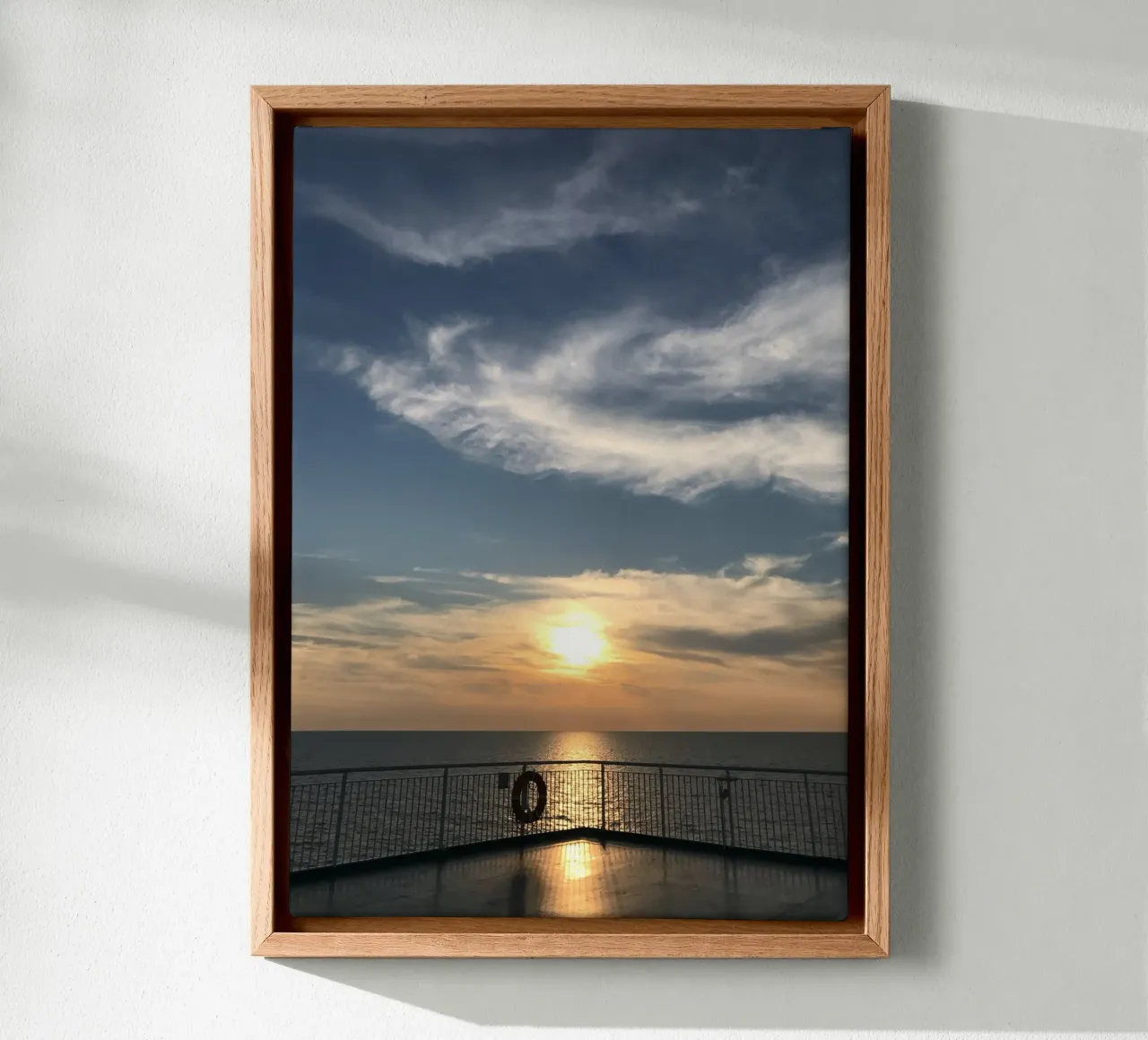 Horizon Glow - Veerboot tussen Griekenland en Italië canvas met Baklijst van Roamance Studio