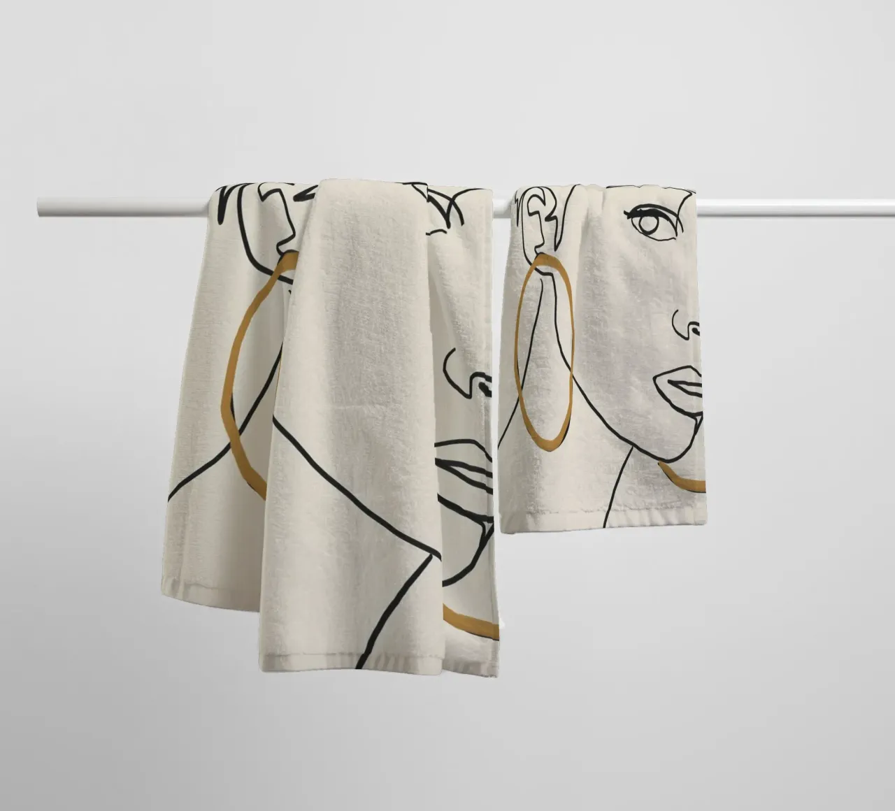 She in Lines towel by LeaDArt