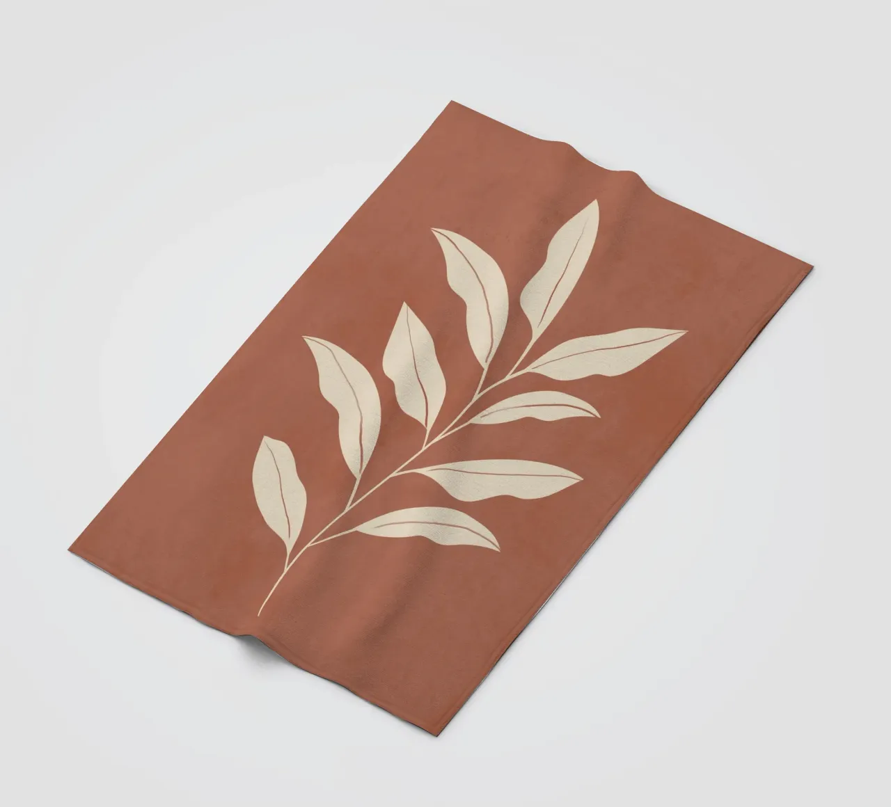 Terracotta Leaf fleece blanket by LeaDArt