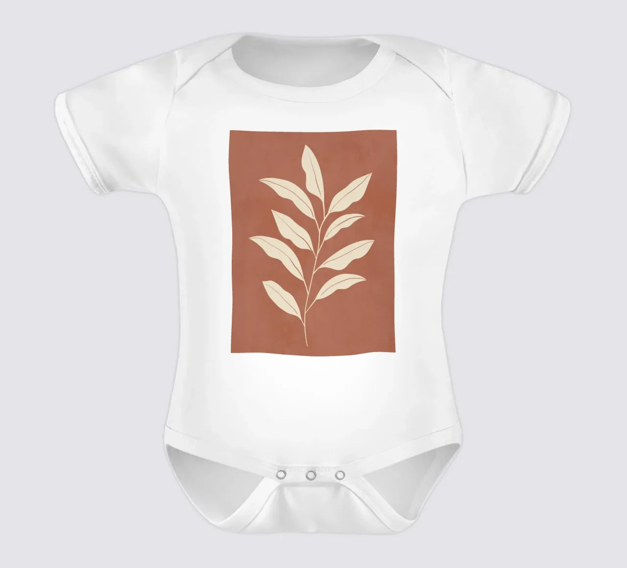 Terracotta Leaf short-sleeve baby romper by LeaDArt