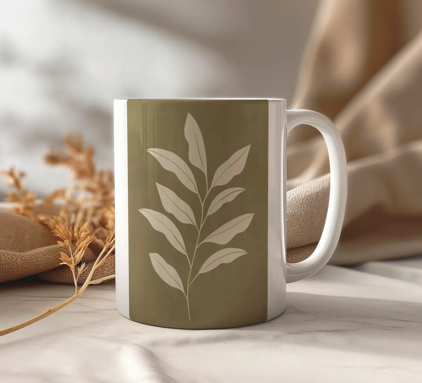 Olive Leaf ceramic mug by LeaDArt
