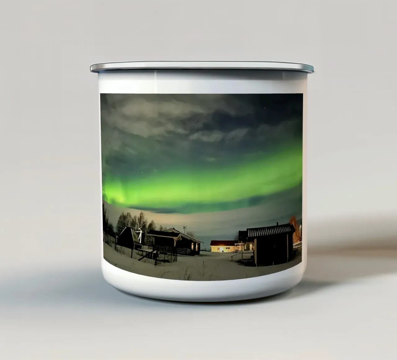 Northern lights enamel mug by Löwenzahntiger