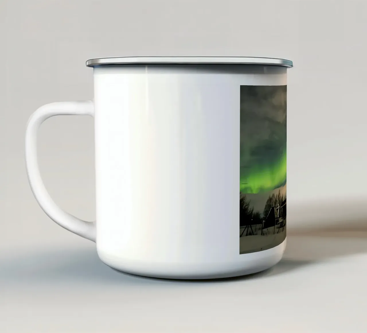 Northern lights enamel mug by Löwenzahntiger