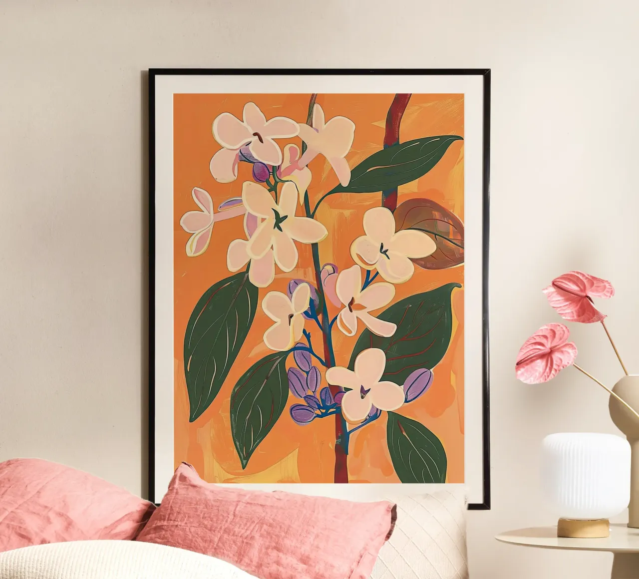 Giardino arancione poster con telaio in alluminio da DaarbyN