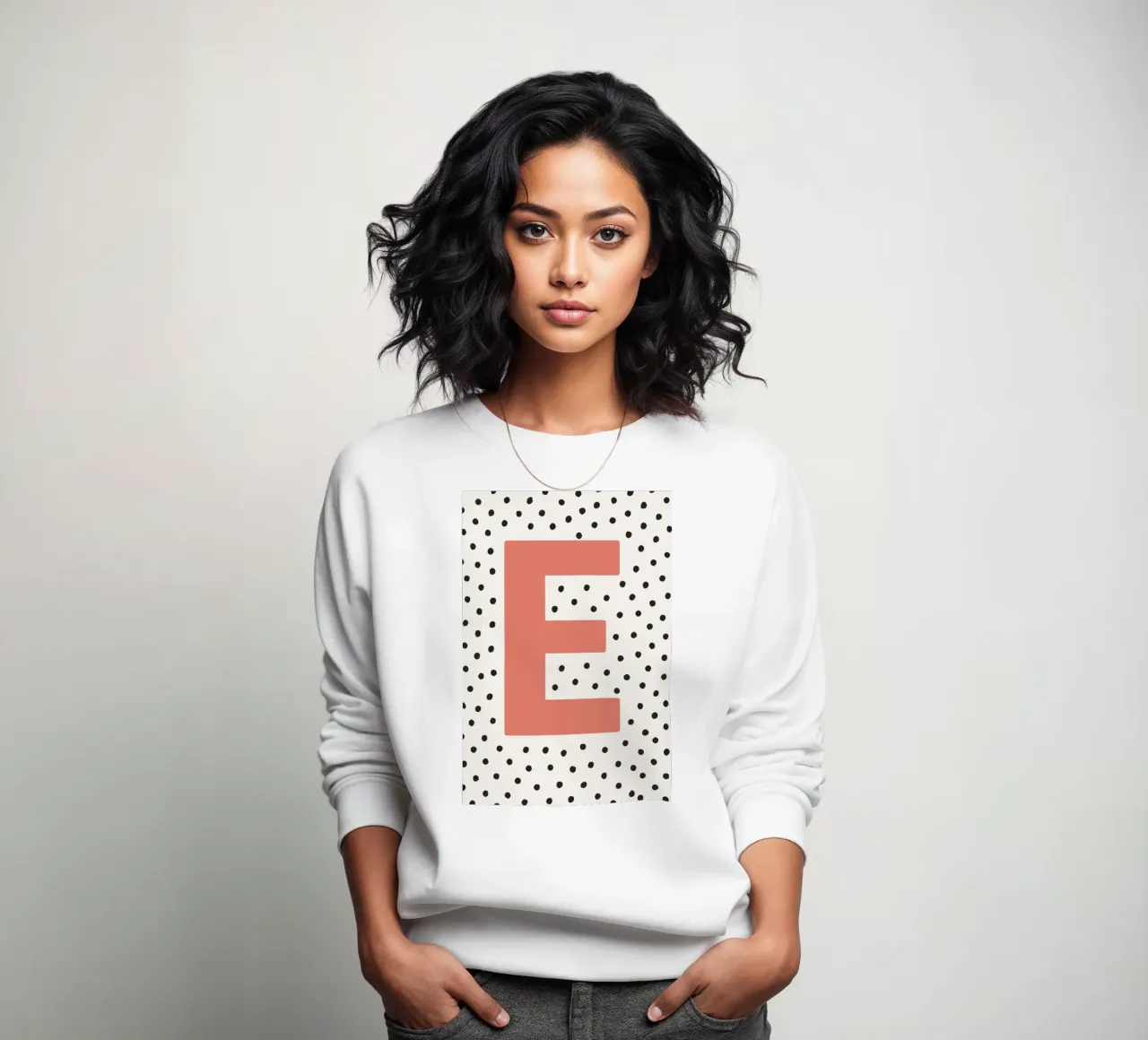Initial E on dot pattern - Scandinavian style sweatshirt by KidzStudio