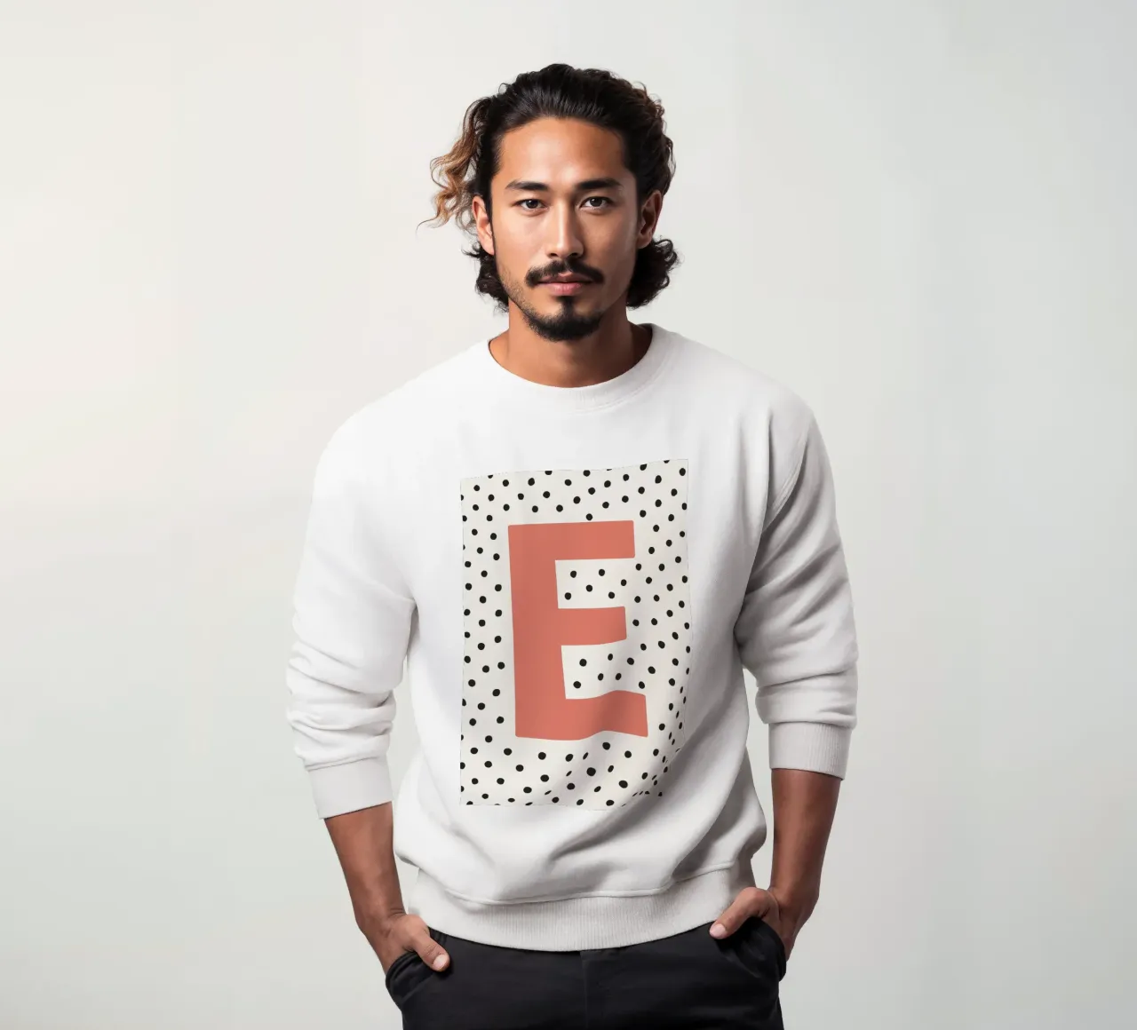 Initial E on dot pattern - Scandinavian style sweatshirt by KidzStudio