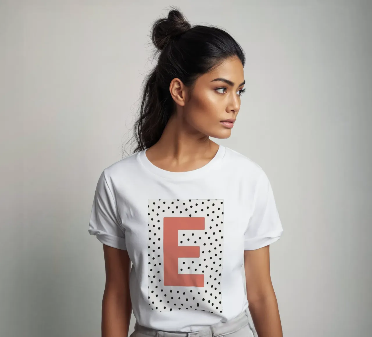 Initial E on dot pattern - Scandinavian style t-shirt by KidzStudio