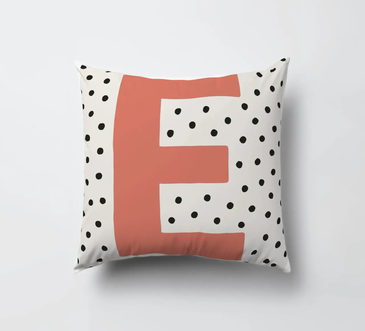 Initial E on dot pattern - Scandinavian style decorative cushion by KidzStudio
